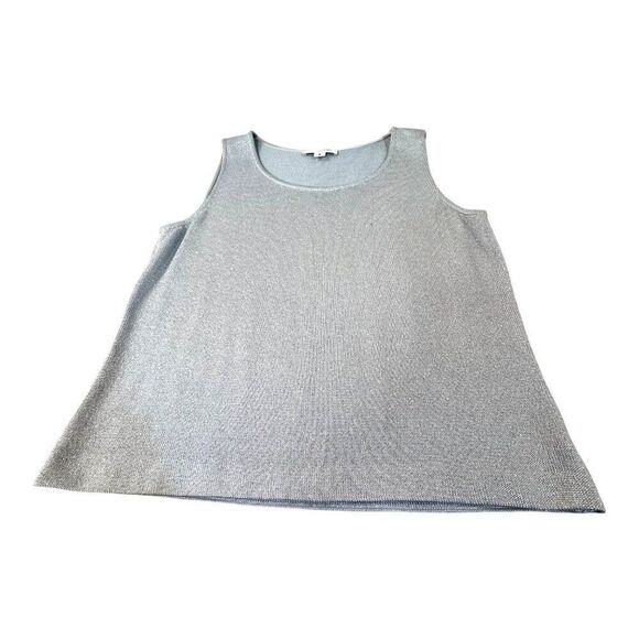 St. John Womens Silver Metallic Knit Tank Top Camisole Under Shirt Size M READ - Picture 1 of 5